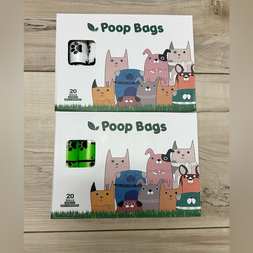 40 rolls of disposable compostable biodegradable dog poop bags + 2 dispensers